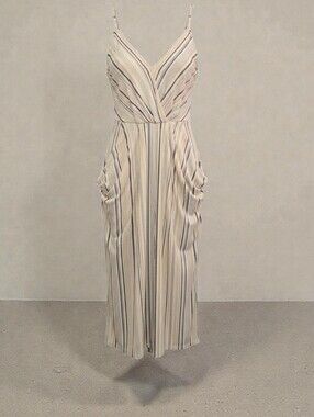 BCBGeneration Beige Striped V-Neck Maxi Dress